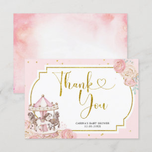 Roze en Gold Magische Carrousel Hartelijk dank Bedankkaart