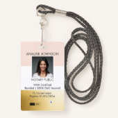 Roze en Gold Noteerbare Signing Agent, mobiele neu Badge (Voorkant met draagriem)