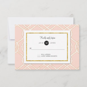 Roze en Gold RSVP Modern Trellis Lattice Pattern