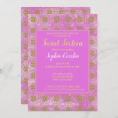Roze en Gold Sweet 16 Uitnodiging (Voorkant / Achterkant)