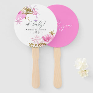 Roze en Gold Tropical Flamingo Girl Baby shower Handwaaier