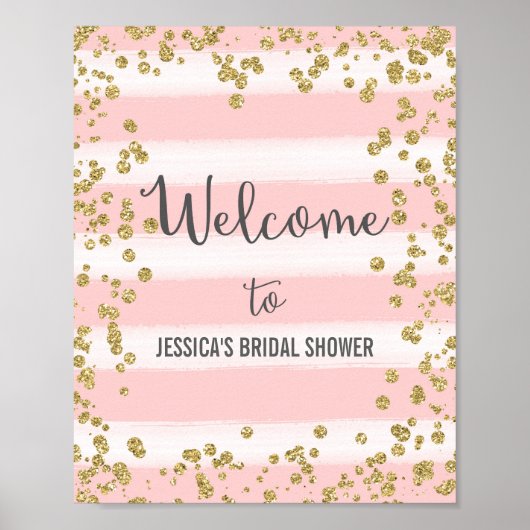 Roze en Gold Welcome Poster Print (Voorkant)