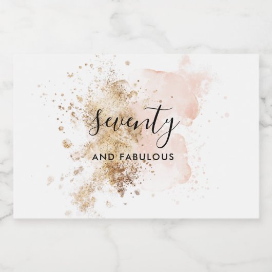 Roze en goud 70e verjaardag likeurfles etiket (Enkel label)