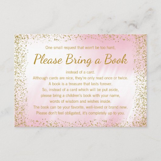 Roze en Goud Breng een Boek Kaarten (Voorkant)