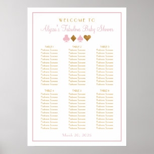 Roze en Goud Casino Baby shower Zitkaart Poster