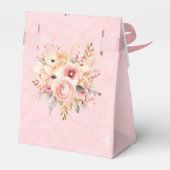 Roze en Goud Chique Bloemen Bruiloft Bedankdoosjes (Achterkant)