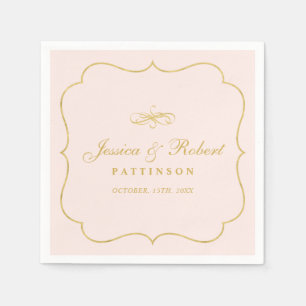 Roze en goud Elegant Classic Wedding Napkin Servet