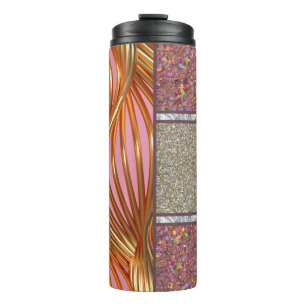 Roze en Goud faux glitter Thermosbeker