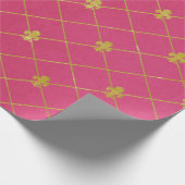 Roze en goud. Fleur de Lis. Cadeaupapier (Hoek)