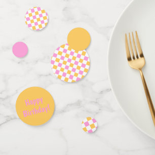 Roze en Goud Geruit  Confetti