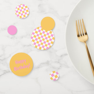 Roze en Goud Geruit  Confetti
