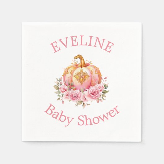 Roze en Goud Halloween Kleine Pompoen Baby shower Servet (Voorkant)