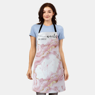 Roze en goud Marmer Custom Nail Salon Schort