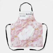Roze en goud Marmer Custom Nail Salon Schort (Voorkant)