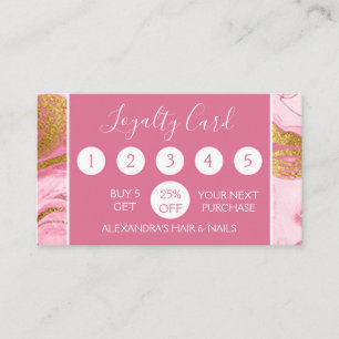 Roze en Goud Marmeren Girly Loyalty Punch