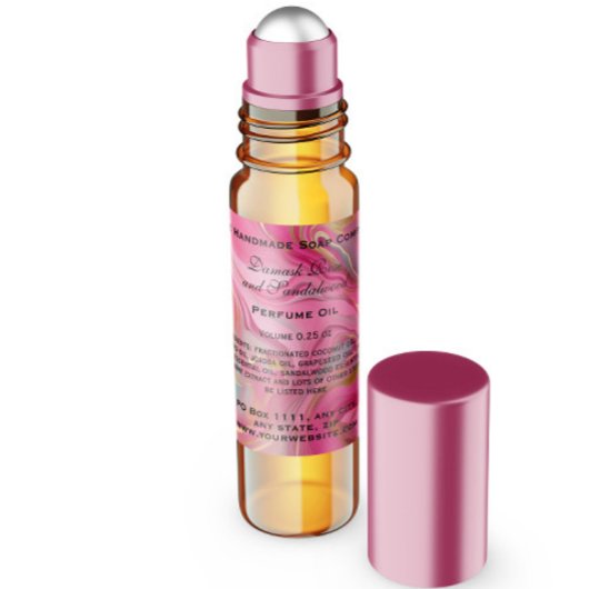 Roze en Goud Marmeren Parfum Roller Fles Vierkante Sticker
