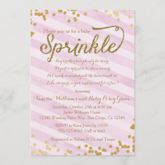 Roze en Goud Meisje Baby Sprinkle Shower Invitatio Kaart