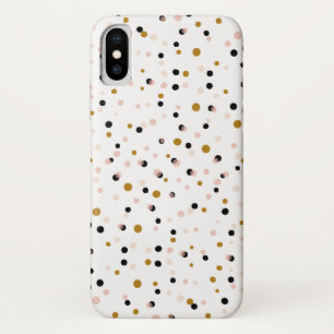 Roze en Goud Modern Confetti Stippen Patroon iPhone X Hoesje
