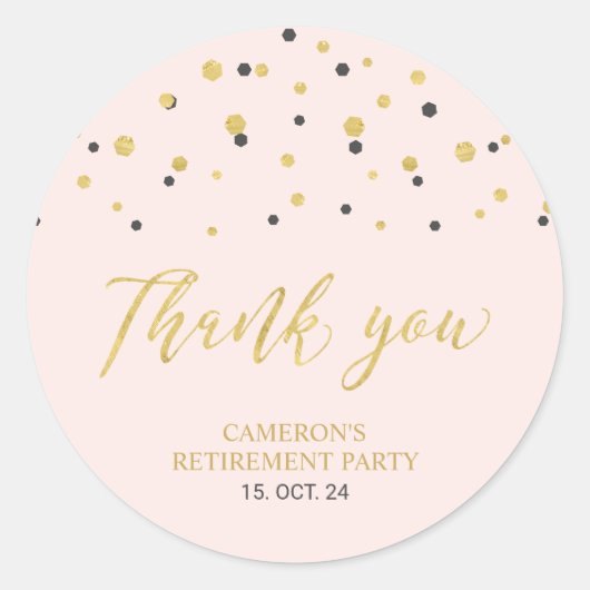 Roze en goud | Moderne pensionering - Hartelijk da Ronde Sticker (Voorkant)