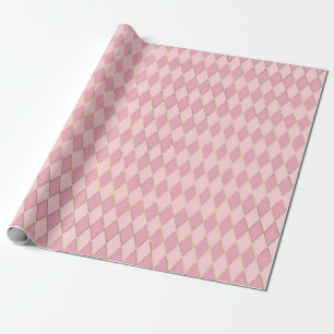 Roze en Goud Parijs thema Diamond Pattern Cadeaupapier