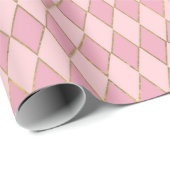 Roze en Goud Parijs thema Diamond Pattern Cadeaupapier (Rol Hoek)