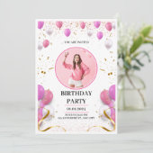 Roze en Goud Speelse Persoonlijke Verjaardag Uitno Kaart (Staand voorkant)
