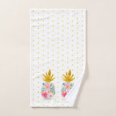 Roze en Goud Tropische Ananas en Polka Dots Bad Handdoek (Handdoek)