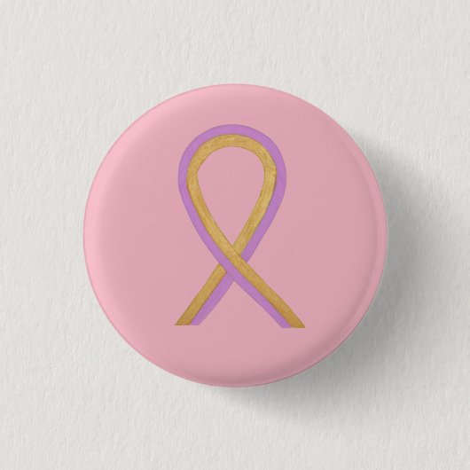 Roze en goudbewustzijnsribbon Aangepaste Buttonnen Ronde Button 3,2 Cm (Voorkant)