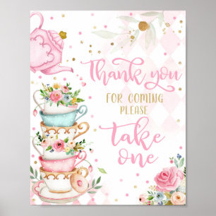Roze en goudbraal thea Party Favors Par-Tea Poster