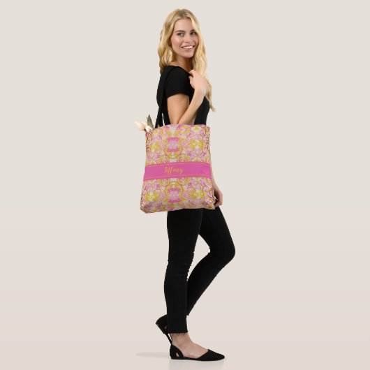 Roze en goudCanvas tas, geverfd Draagtas (Op model)