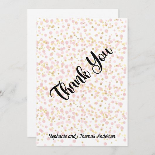 Roze en gouddeklaag Gepersonaliseerd Dank u wel ka Bedankkaart (Voorkant / Achterkant)