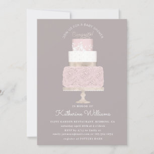 roze en goudelegante perskoeken baby shower uitnod