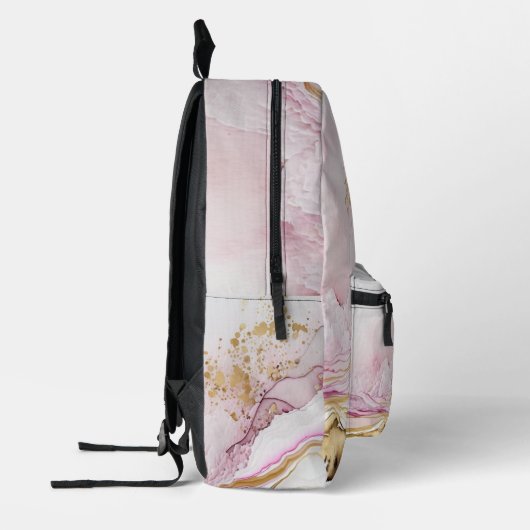 Roze en gouden Abstracte alcoholinkt (9) Bedrukte Rugzak (Links)