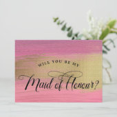 Roze en gouden Abstracte bruidsmeisje met eervolle Kaart (Staand voorkant)