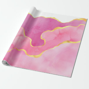 Roze en gouden agaat cadeaupapier