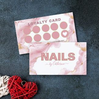 Roze en Gouden Agaat nagelsalon Manicurist Klantenkaartje