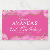 Roze en gouden agate-marmer sparkling wijnetiket (Enkel label)