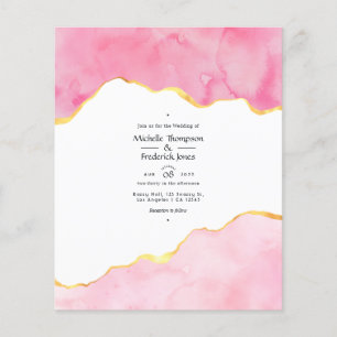 Roze en gouden agaten trouwuitnodiging flyer