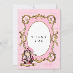 Roze en gouden Alice in het Wonderland Baby shower Bedankkaart