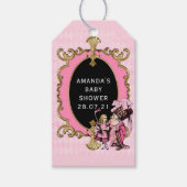 Roze en gouden Alice in het Wonderland Baby shower Cadeaulabel (Voorkant)