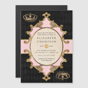 Roze en gouden Alice in het Wonderland Baby shower Magnetische Uitnodiging