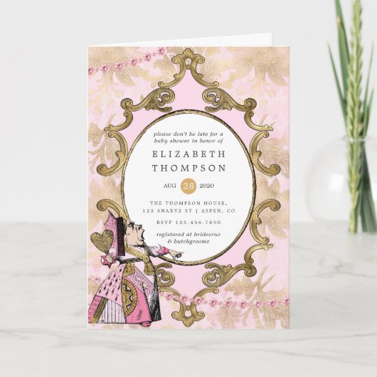 Roze en gouden Alice in Wonderland Baby shower (Voorkant)