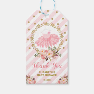 Roze en gouden Baby shower Birthday Cadeaulabel