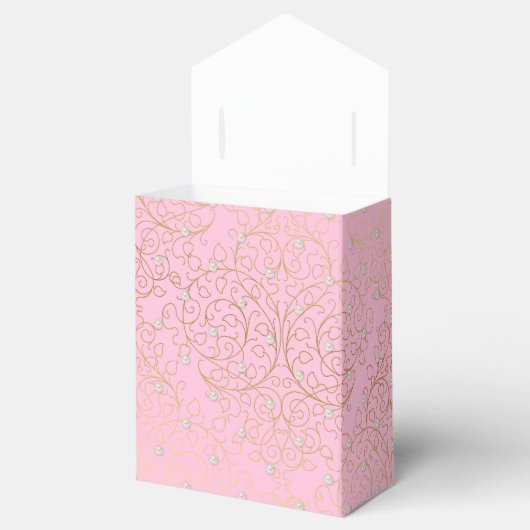 Roze en Gouden Baby shower Favor Tent Bedankdoosjes (Geopend)