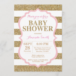 Roze en gouden Baby shower Kaart