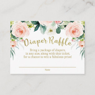 Roze en gouden Baby Shower Luiers Raffle Informatiekaartje