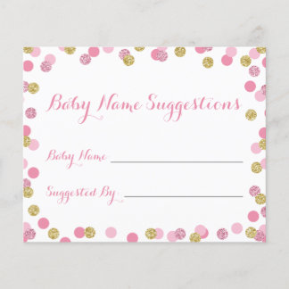 Roze en gouden Baby shower Naam Suggestie Kaarten