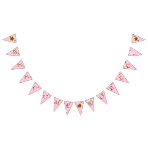 Roze en gouden Baby shower Welkom World Footprint Vlaggetjes