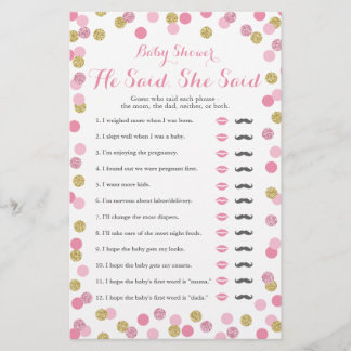 Roze en gouden Baby shower zei hij dat ze speelde