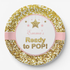Roze en gouden baby showers borden papieren bordje